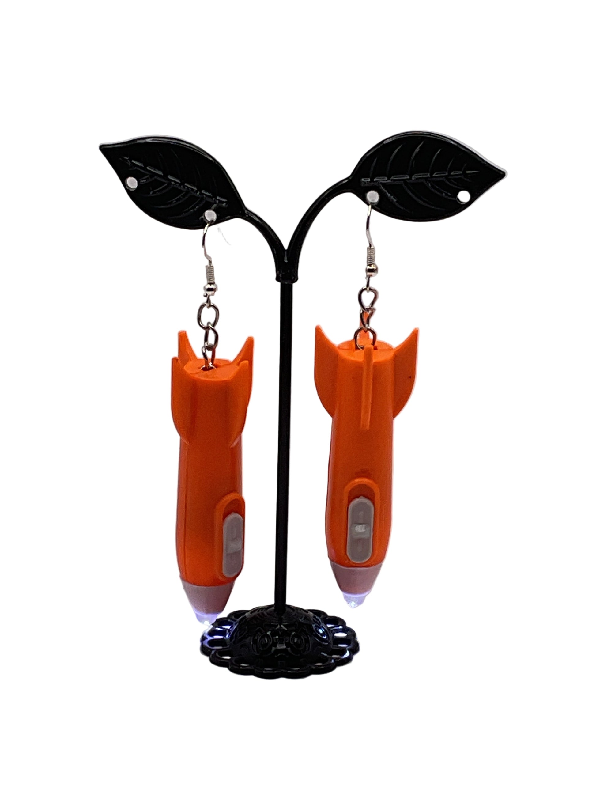 Blue Rocket Flash Light Earrings