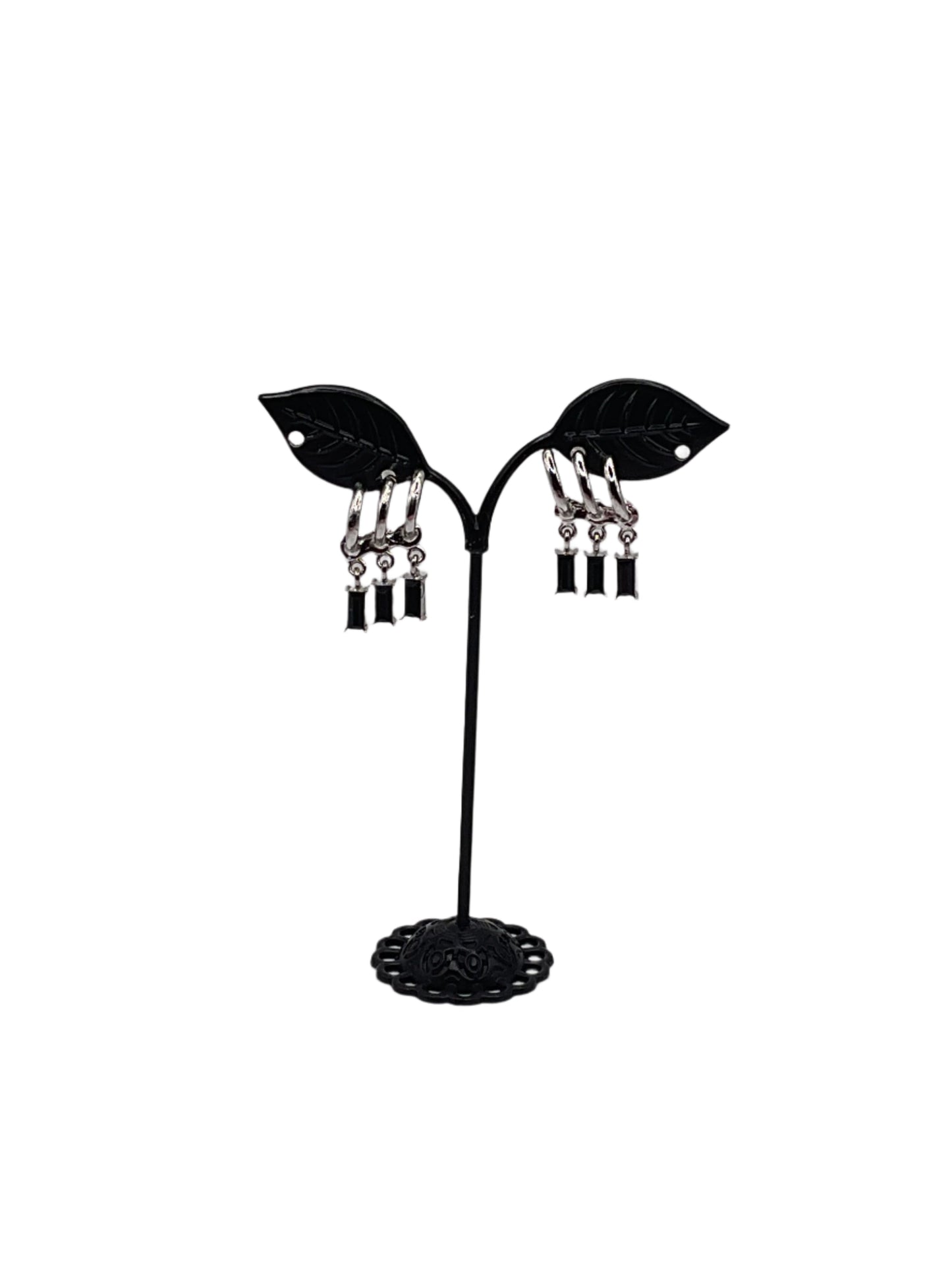 Black Dangling Gem Earrings