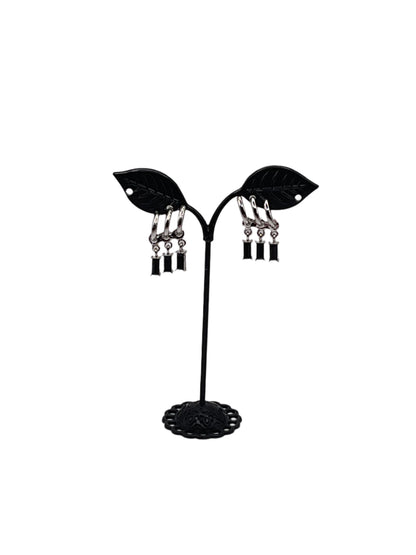 Black Dangling Gem Earrings