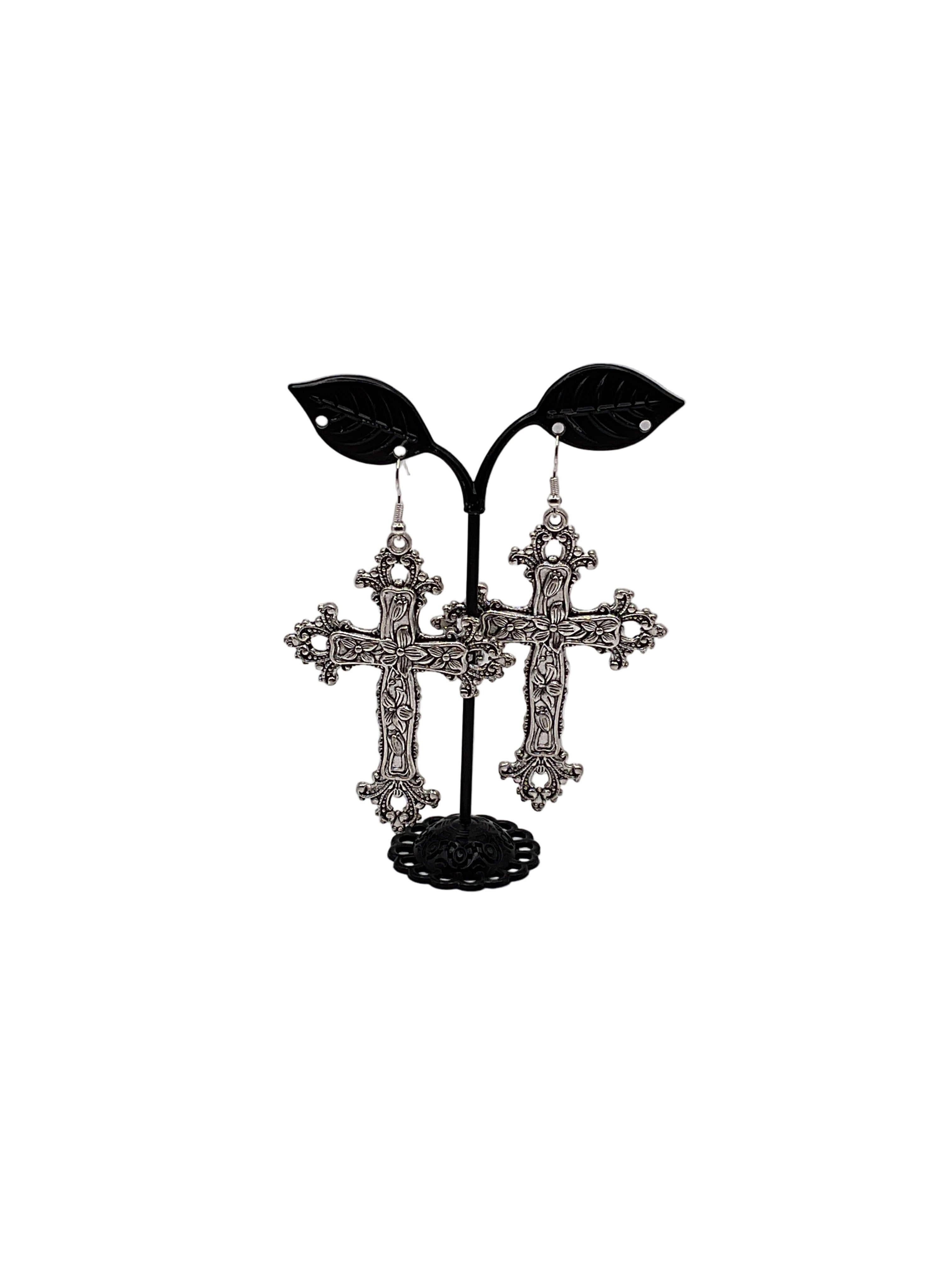 Large cross earrings