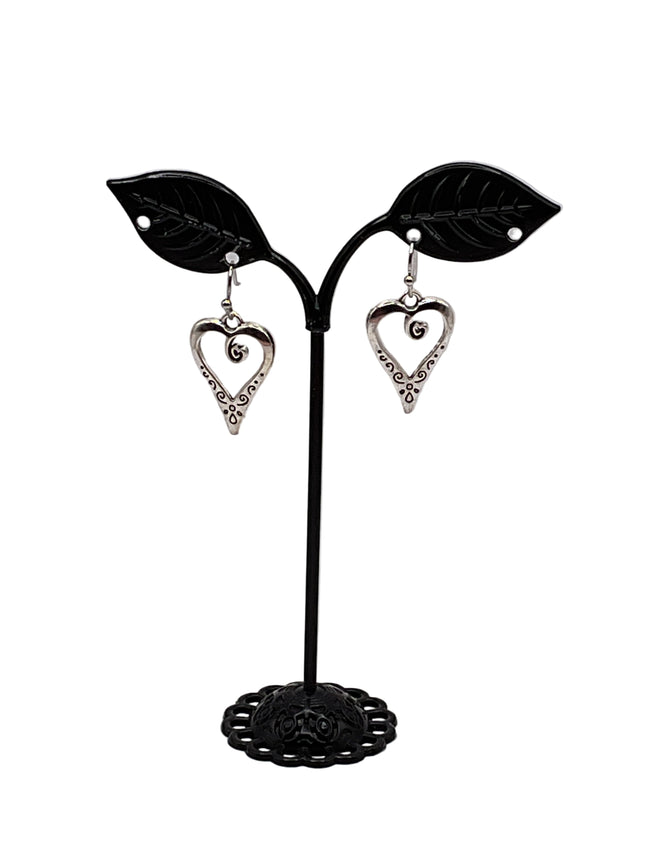 Silver heart earrings Hover Image