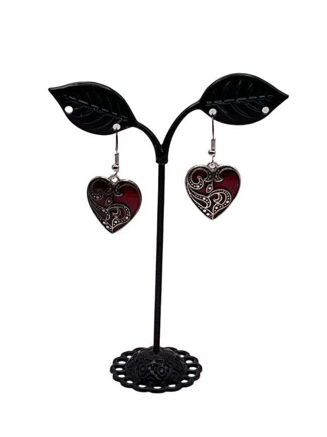 Red heart earrings Hover Image