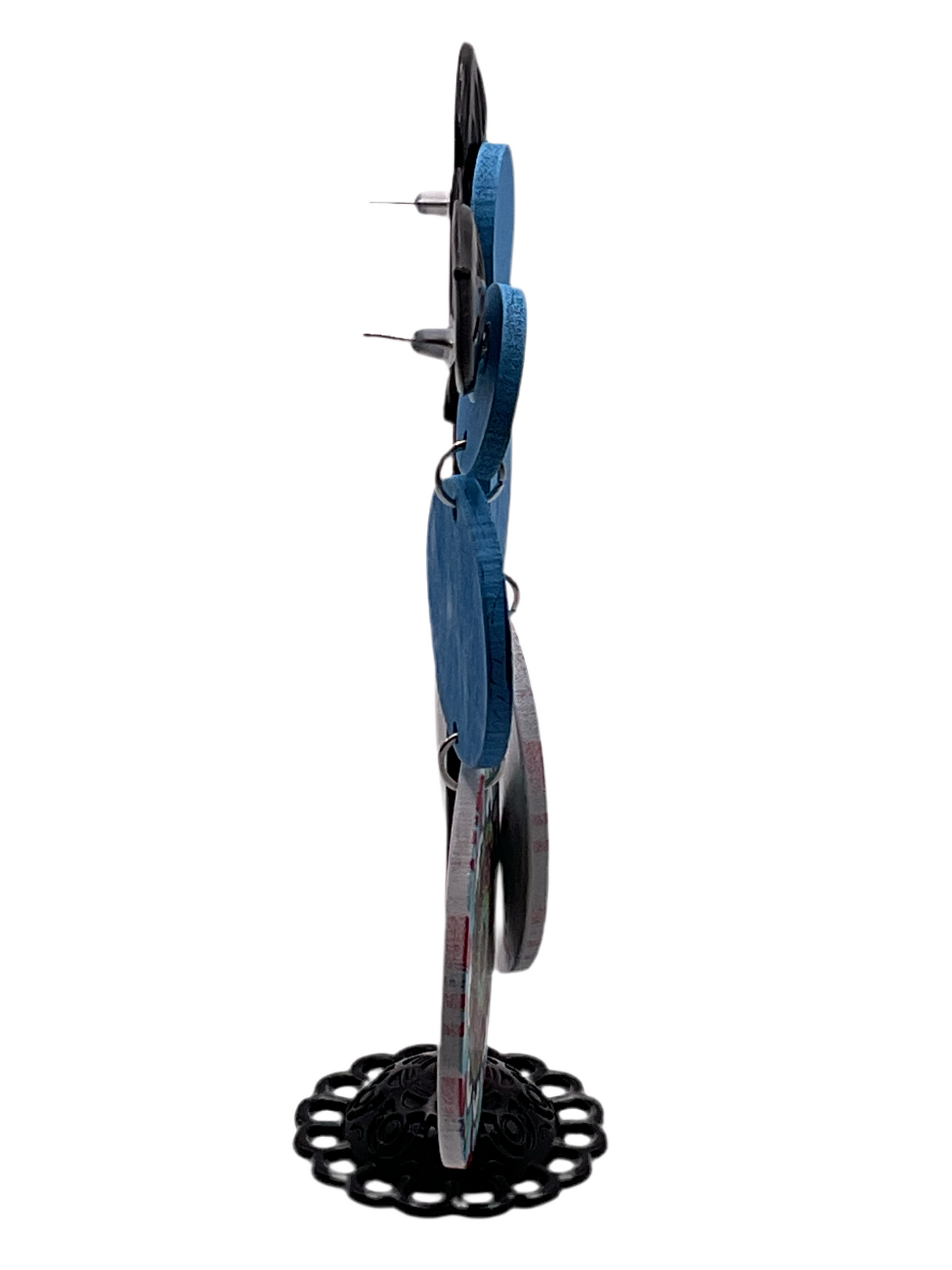 Blue circle earrings