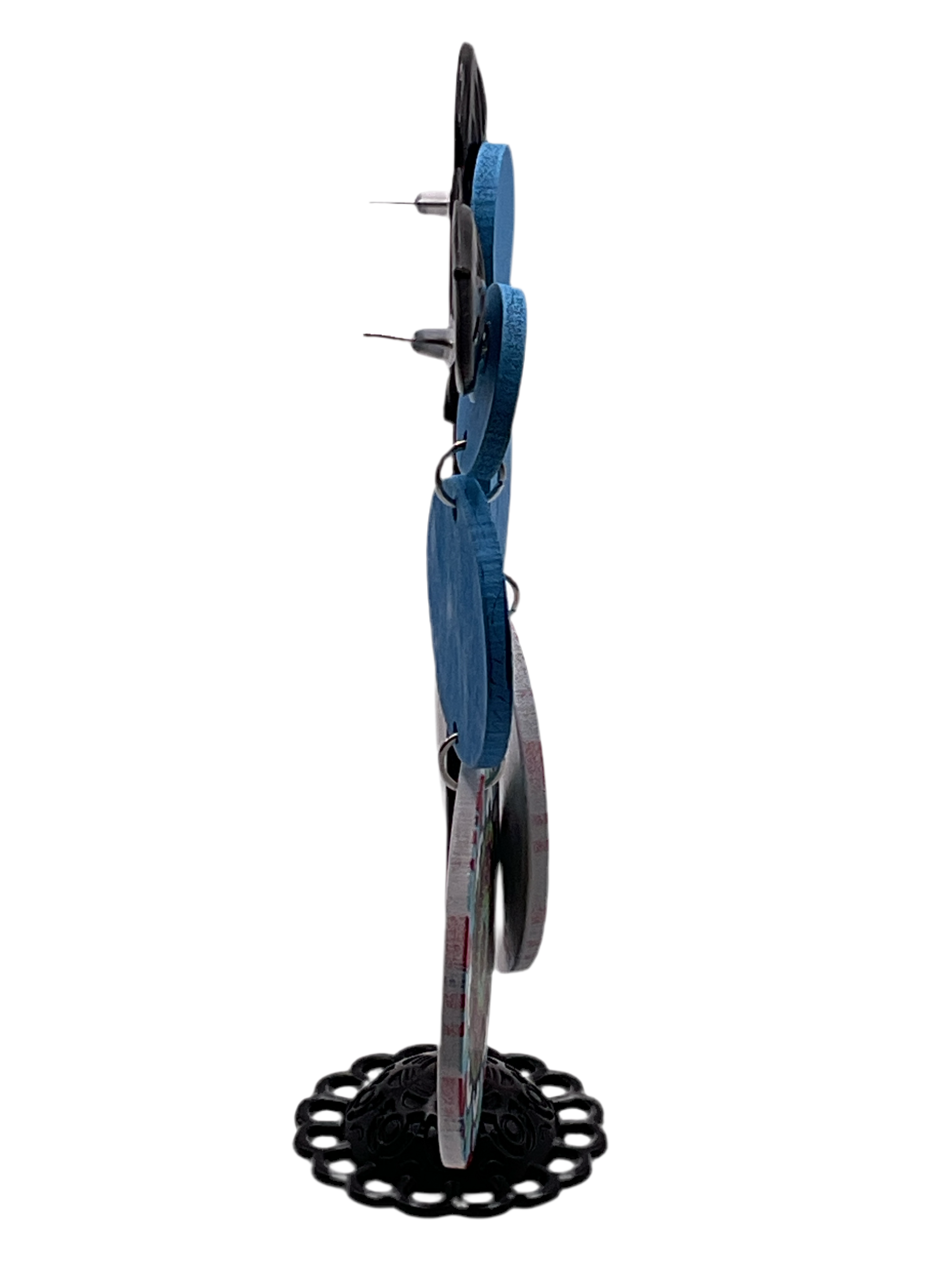 Blue circle earrings