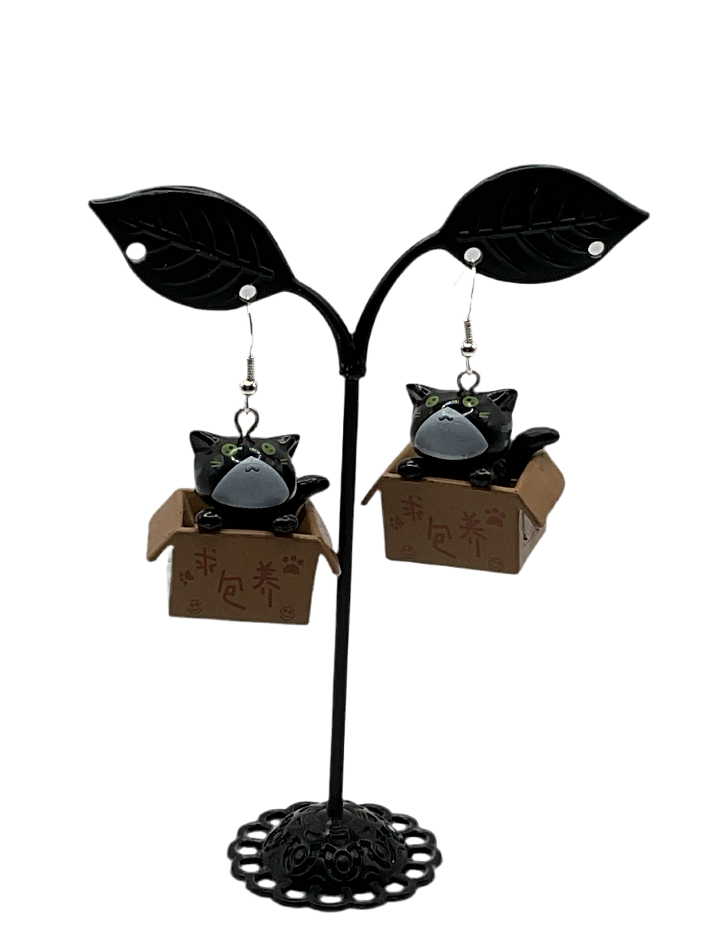 Cat in a box earrings Main image