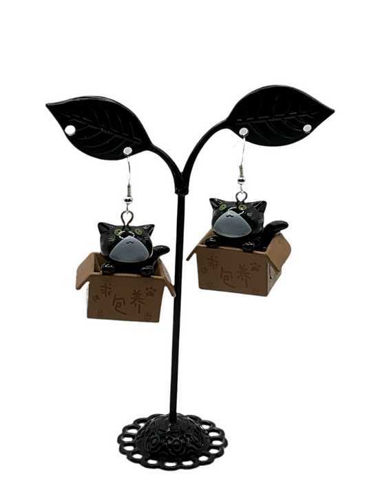 Cat in a box earrings