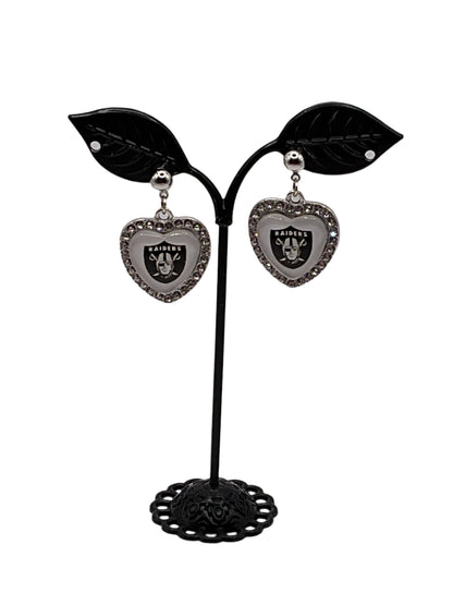 AFC Football Earrings Las Vegas Raiders~Hearts