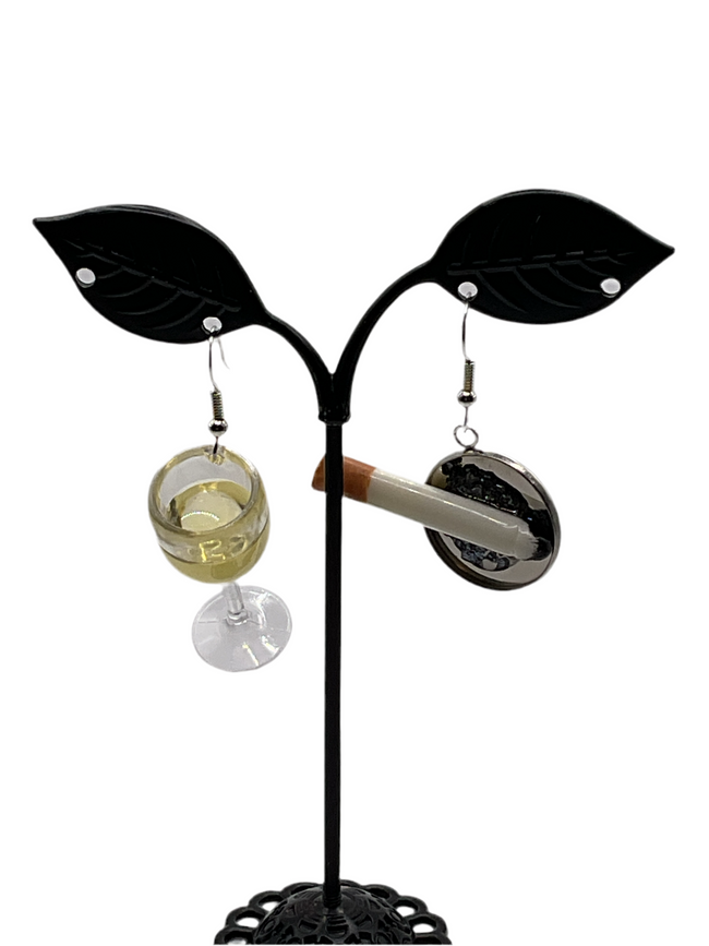 Cigarette And Wine Earrings Hover Image