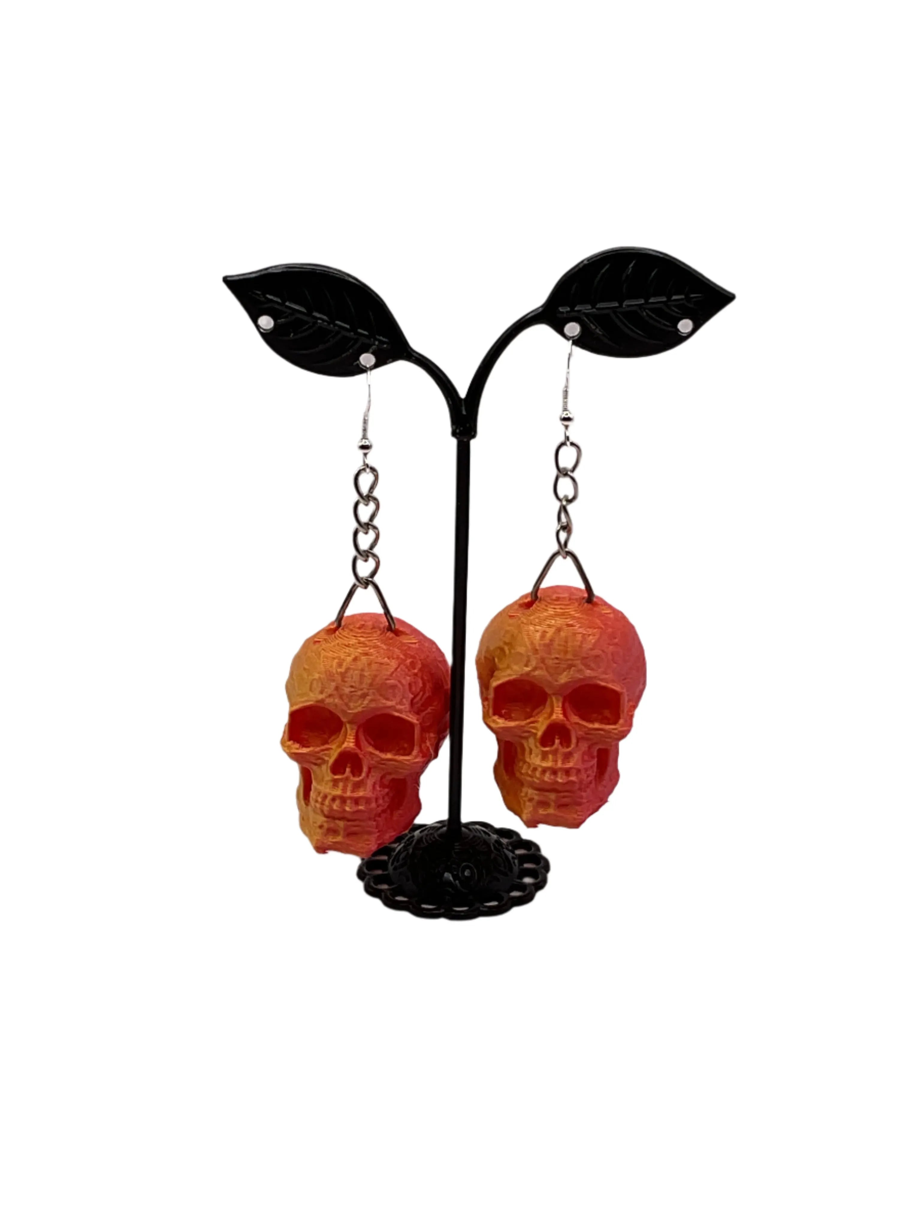 Orange Skull Earrings