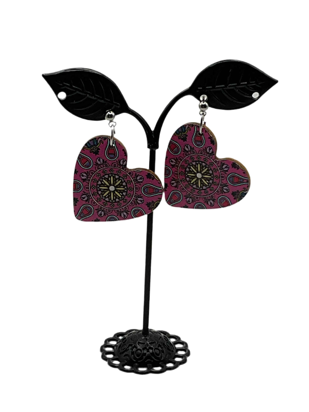 Printed Heart Earrings