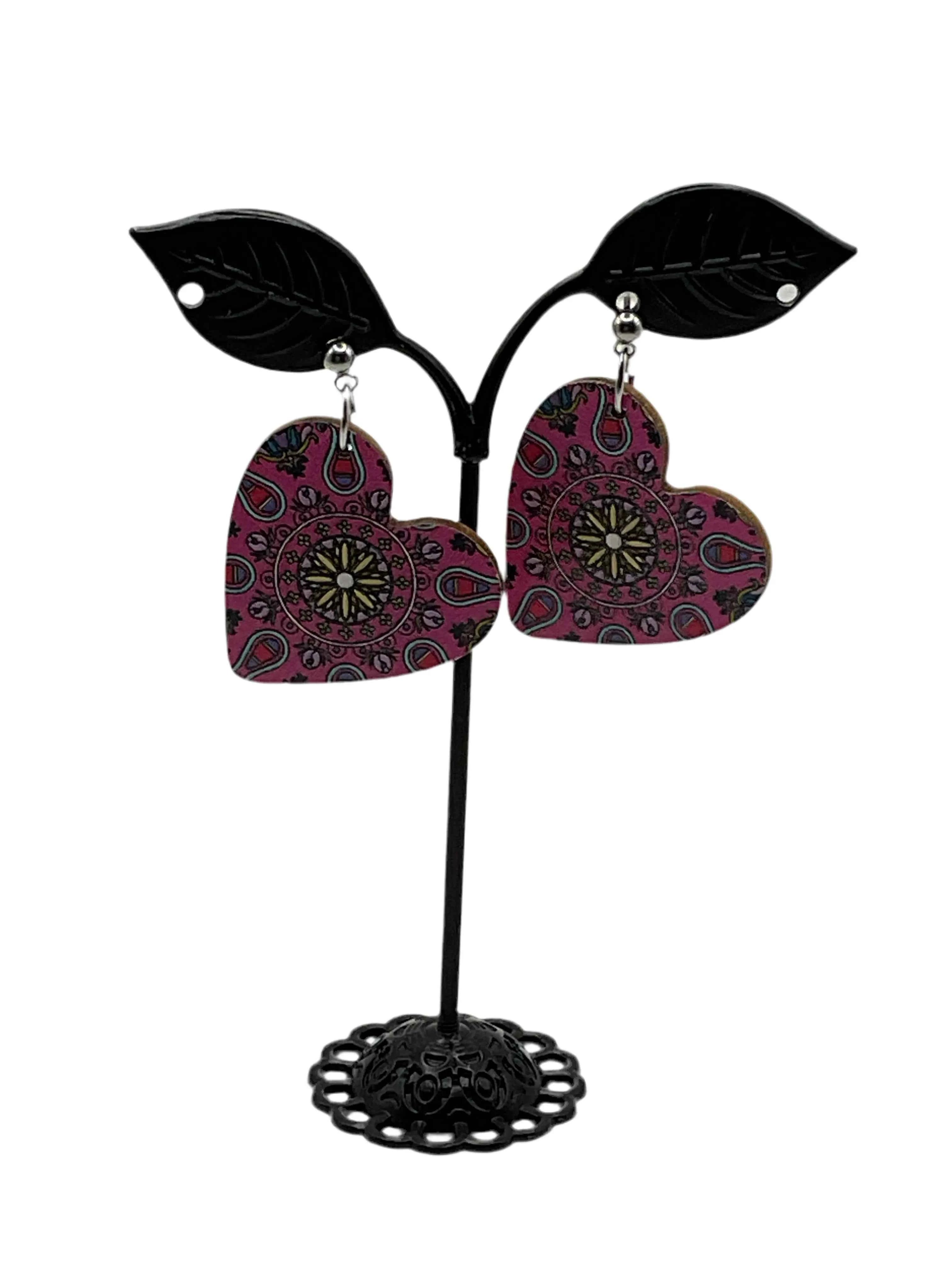 Printed Heart Earrings