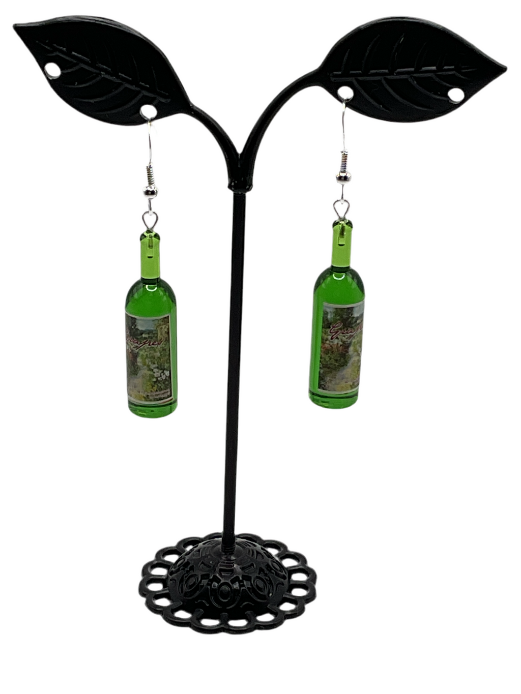 Green Wine Bottle Earrings