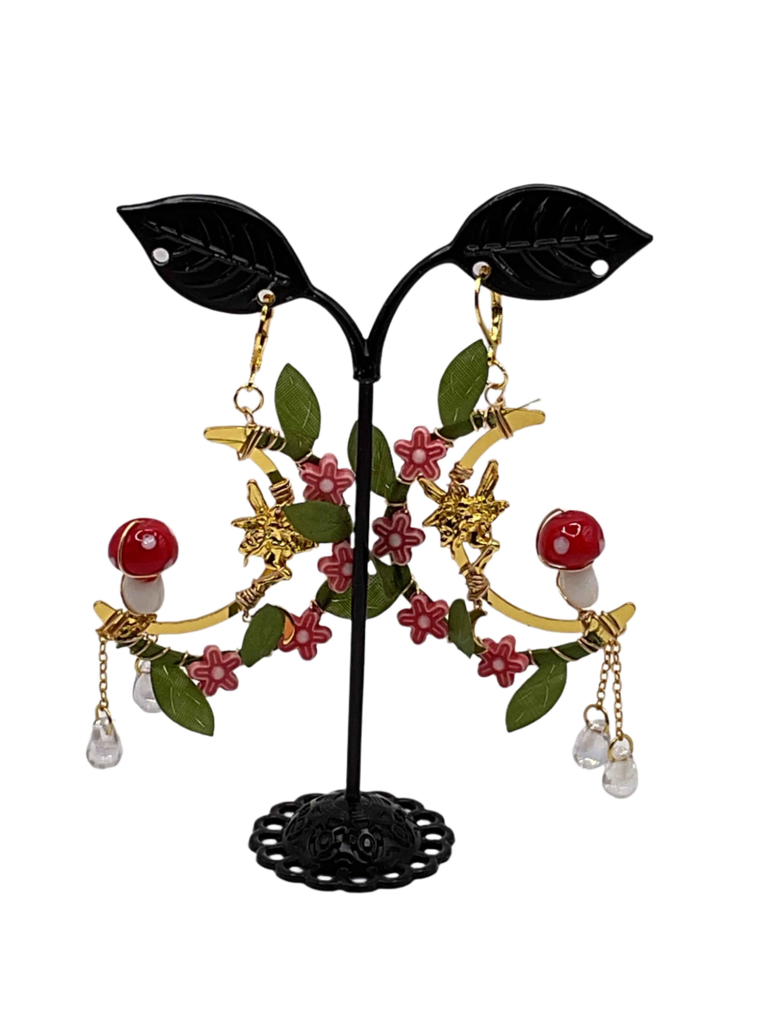 Fairy Mushroom and Crystal Earrings Main image