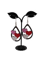 Wooden Three Hearts Earrings