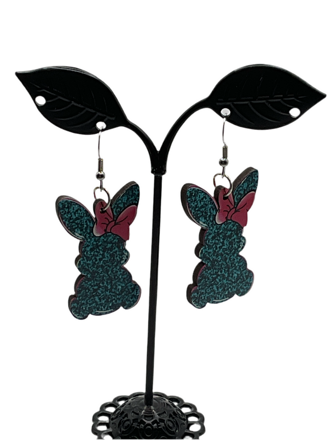 Blue bunny earrings Hover Image