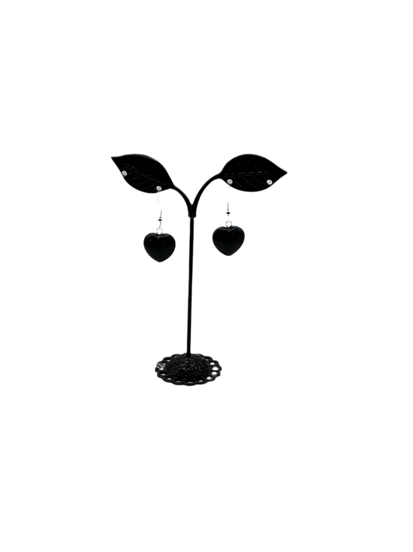 Black heart earrings