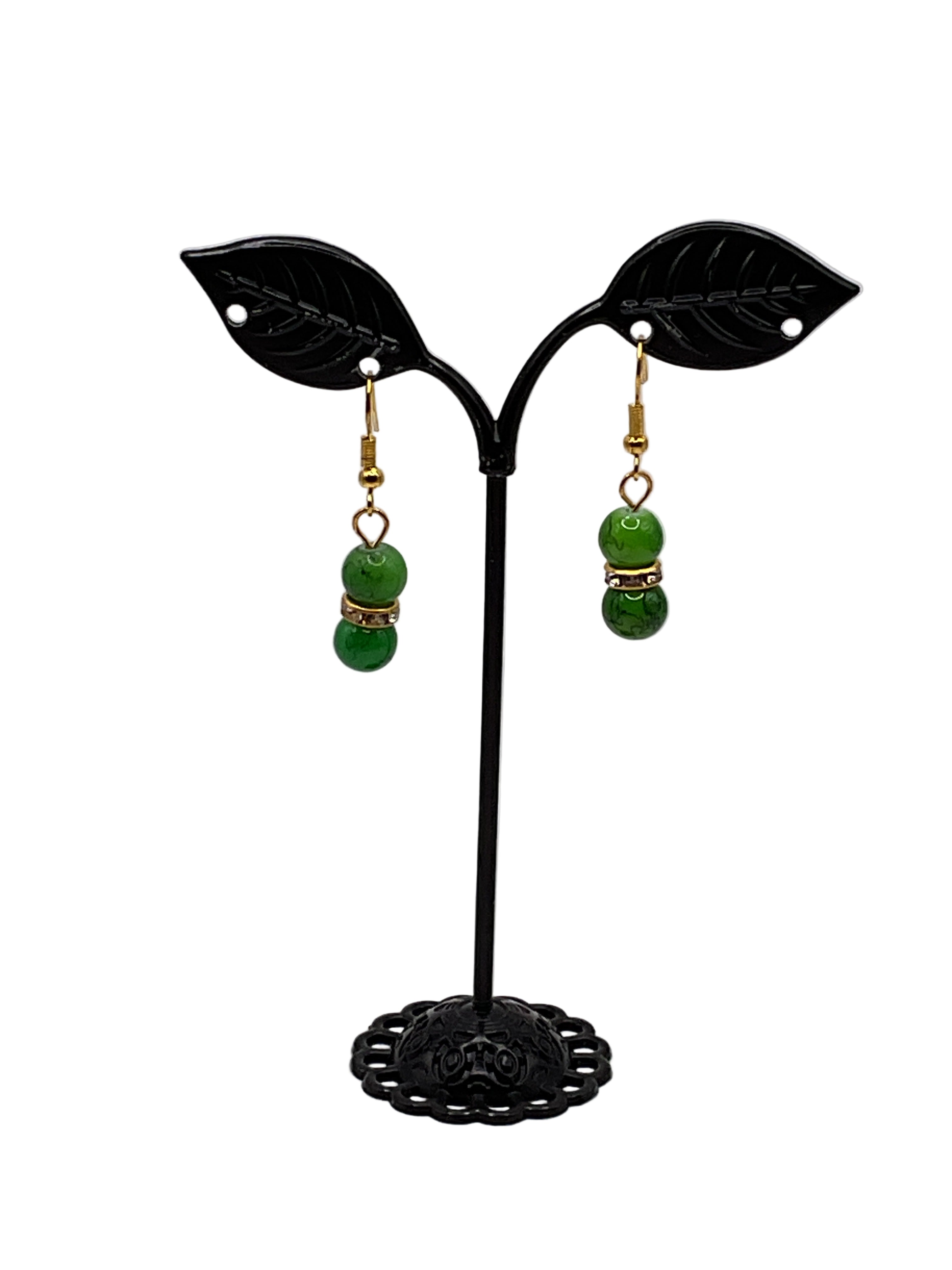 Green beaded earrings Main image
