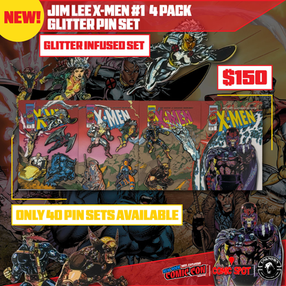 Jim Lee X-Men #1 4 Pack Exclusive Enamel GLITTER ✨ NYCC EXCLUSIVE Pin Set Only 250 Made (10/22/2025) - Collectors World Toys