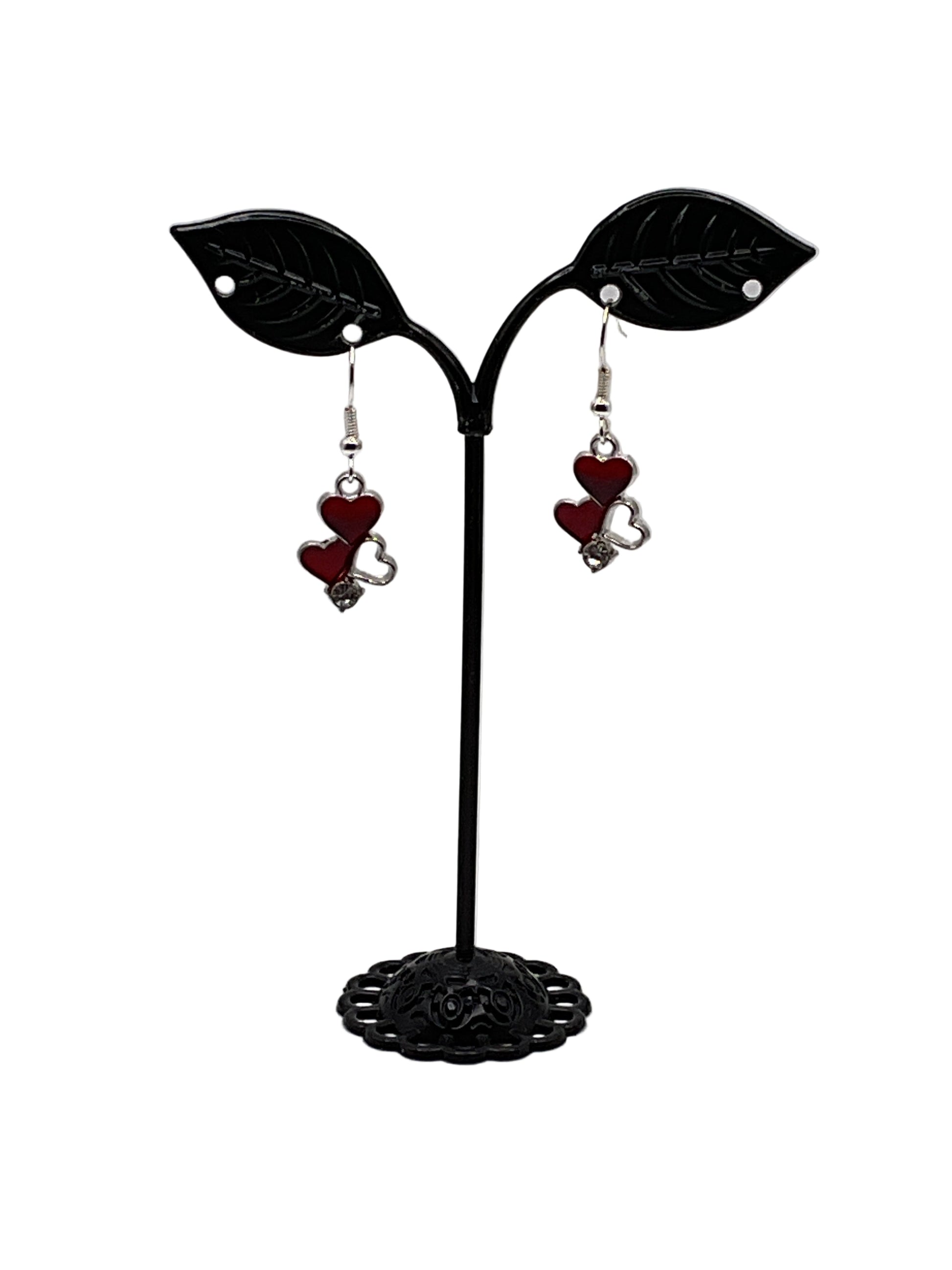 Triple Heart Earrings