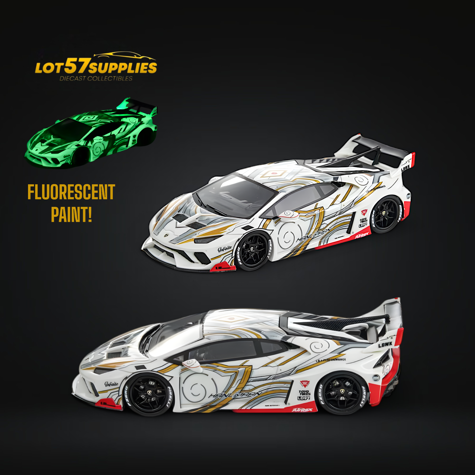 Flame Lamborghini Huracan GT LP610 White Gray Luminous 1:64 Main image