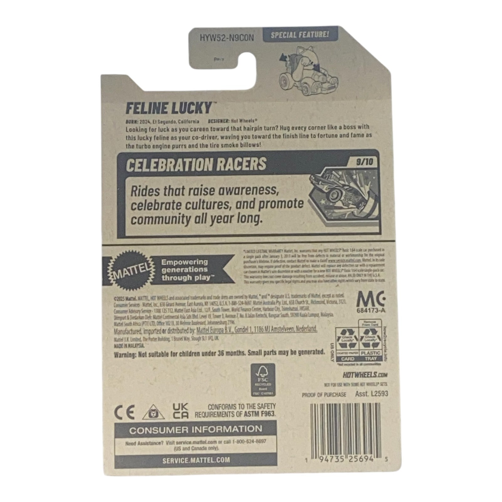 Hot Wheels Feline Lucky - Celebration Racers Series 9/10 - Collectors World Toys