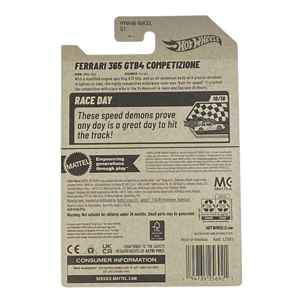 Hot Wheels Ferrari 365 GTB4 Competizione - Race Day Series 10/10 - Collectors World Toys