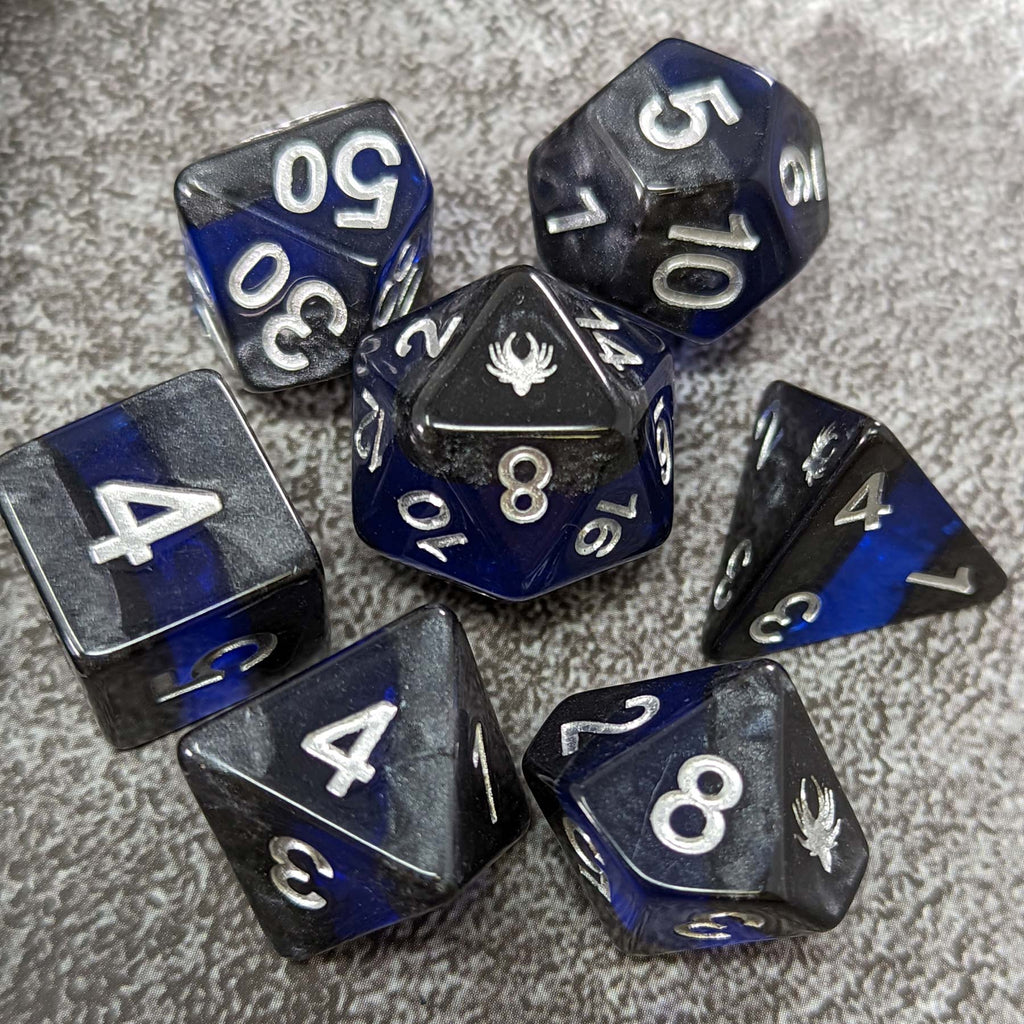 Forgotten Sapphire - 7 Piece DnD Dice Set | Acrylic RPG Gaming Dice - Collectors World Toys
