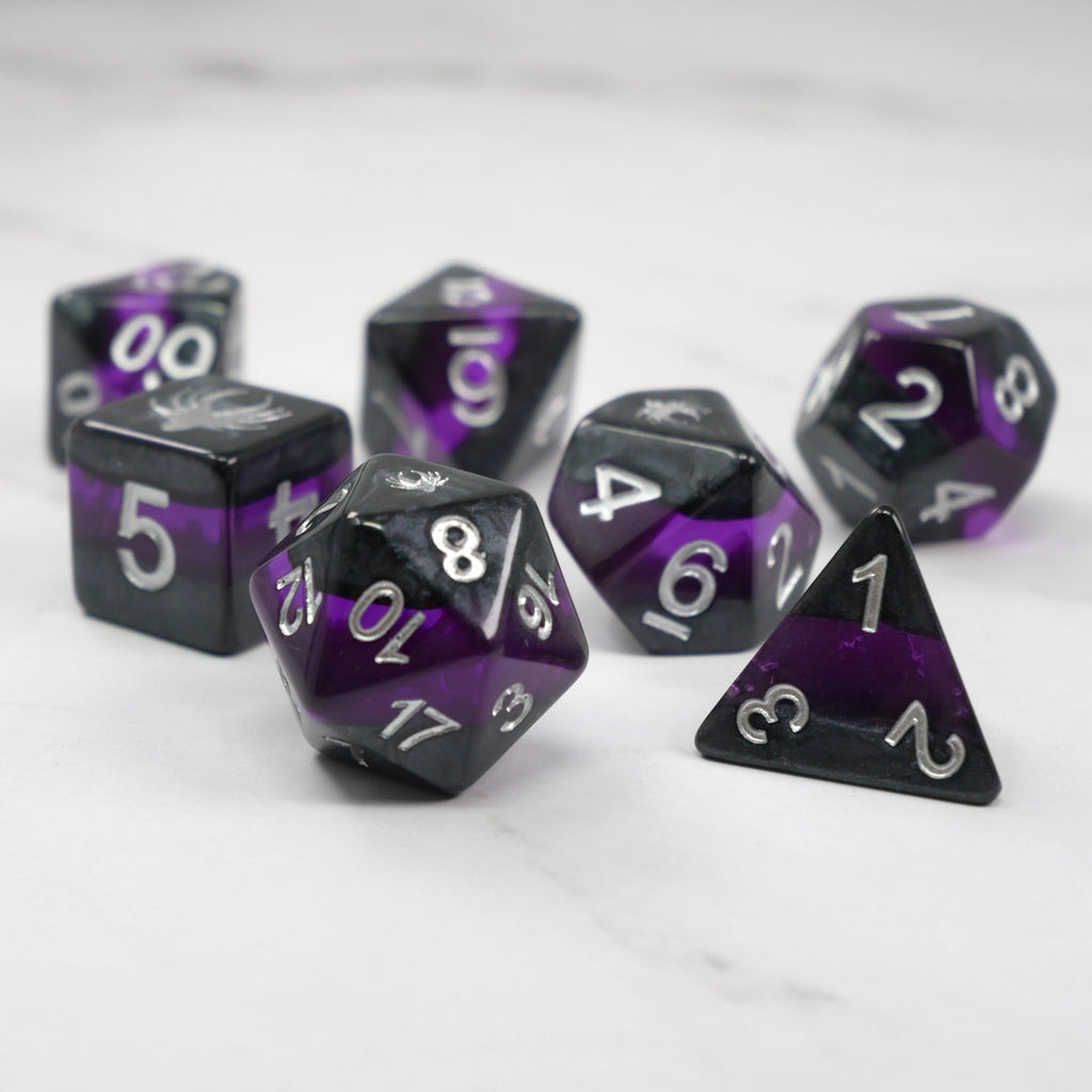 Forgotten Amethyst - 7 Piece DnD Dice Set | Acrylic RPG Gaming Dice - Collectors World Toys