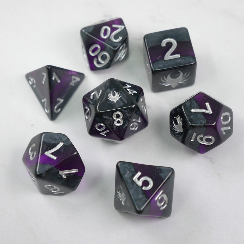 Forgotten Amethyst - 7 Piece DnD Dice Set | Acrylic RPG Gaming Dice - Collectors World Toys