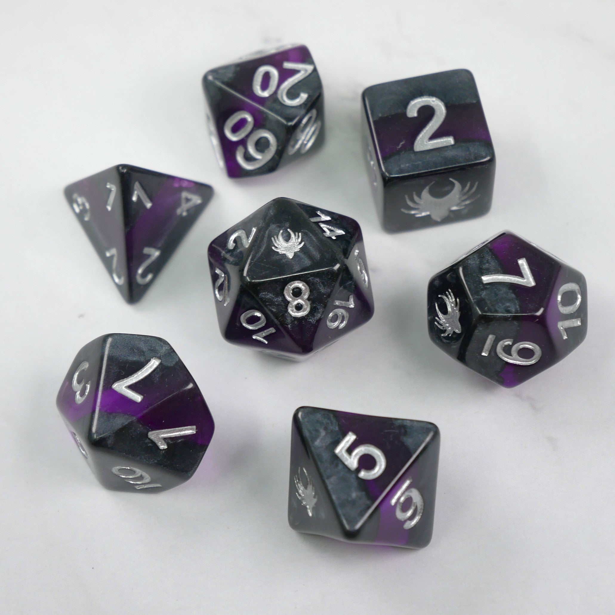 Forgotten Amethyst - 7 Piece DnD Dice Set | Acrylic RPG Gaming Dice - Collectors World Toys