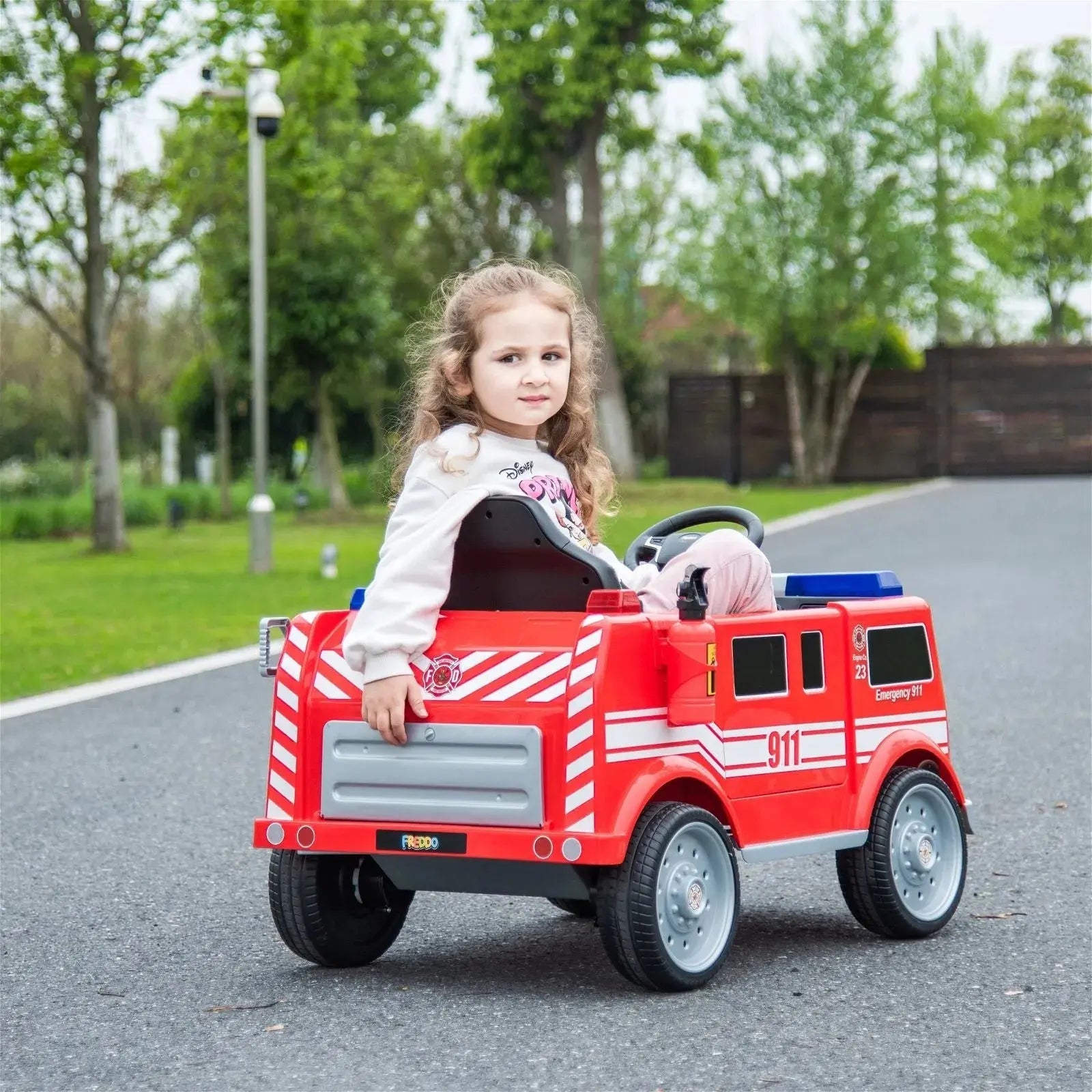 12V Freddo Fire Truck 1 Seater Ride on - Collectors World Toys