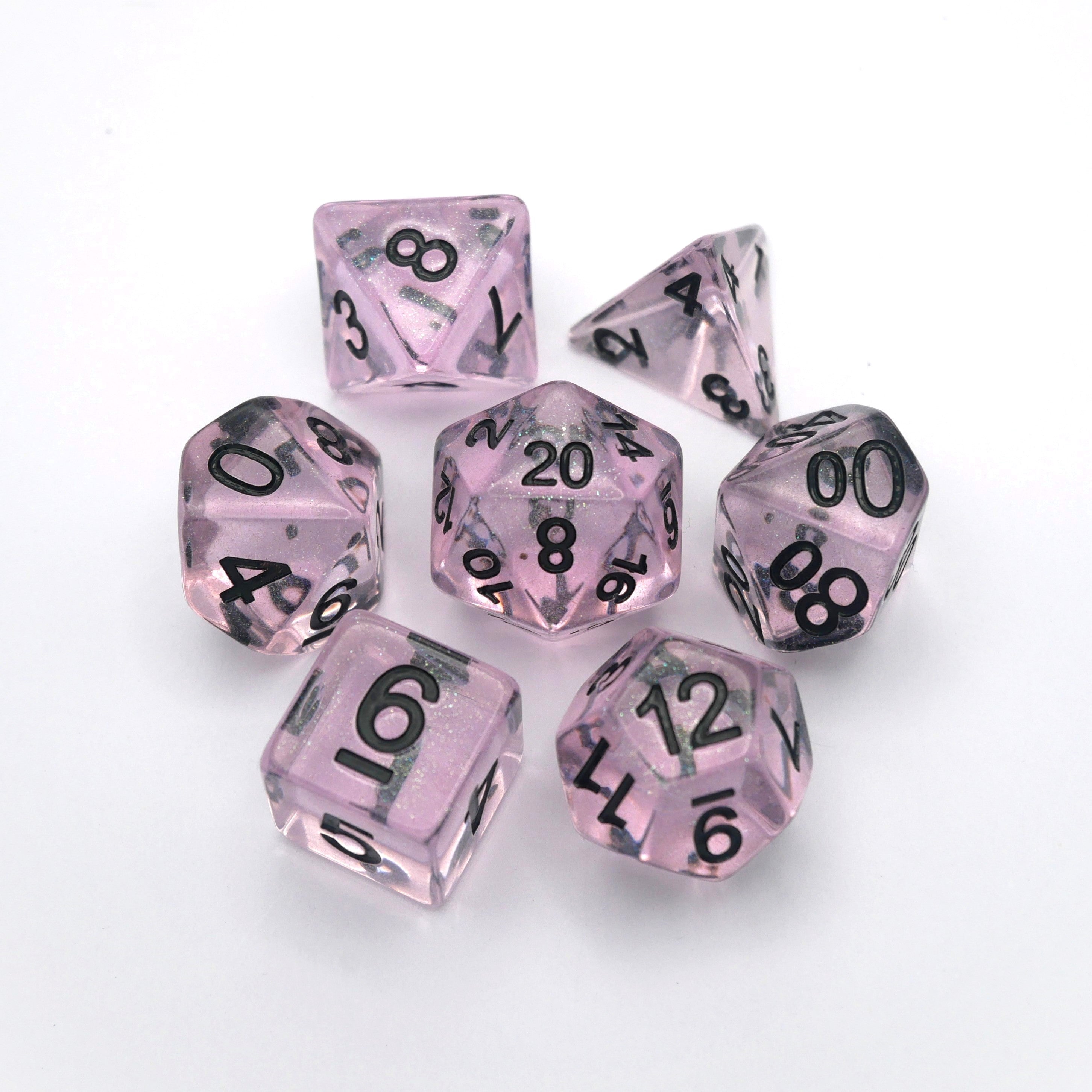 Frozen Blossom - 7 Piece DnD Dice Set | Acrylic RPG Gaming Dice - Collectors World Toys