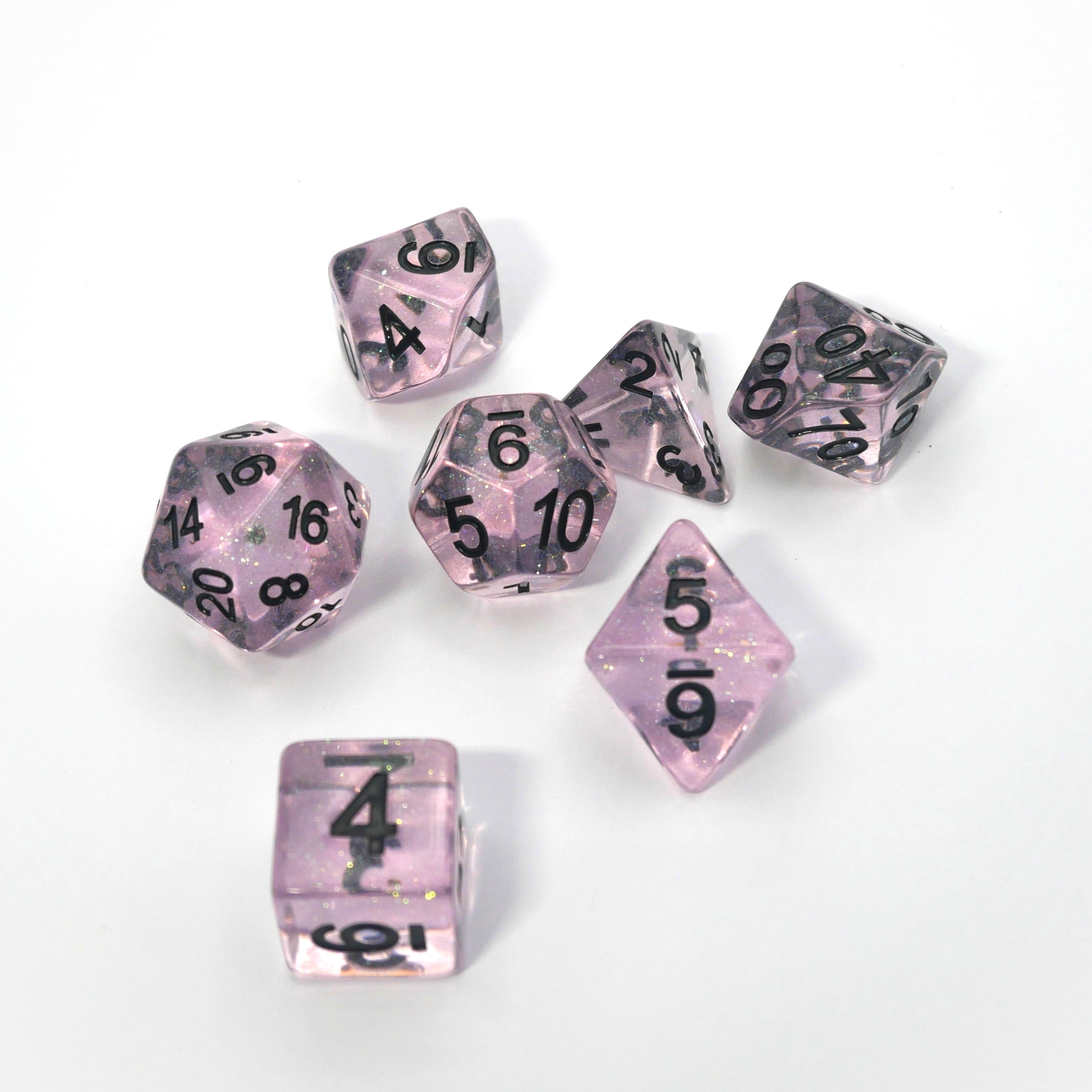Frozen Blossom - 7 Piece DnD Dice Set | Acrylic RPG Gaming Dice - Collectors World Toys