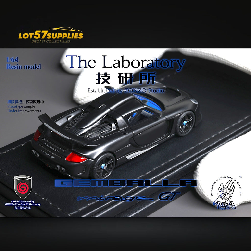 The Laboratory X ZONZO Gemballa Mirage GT MATTE BLACK 1:64 Resin - Collectors World Toys