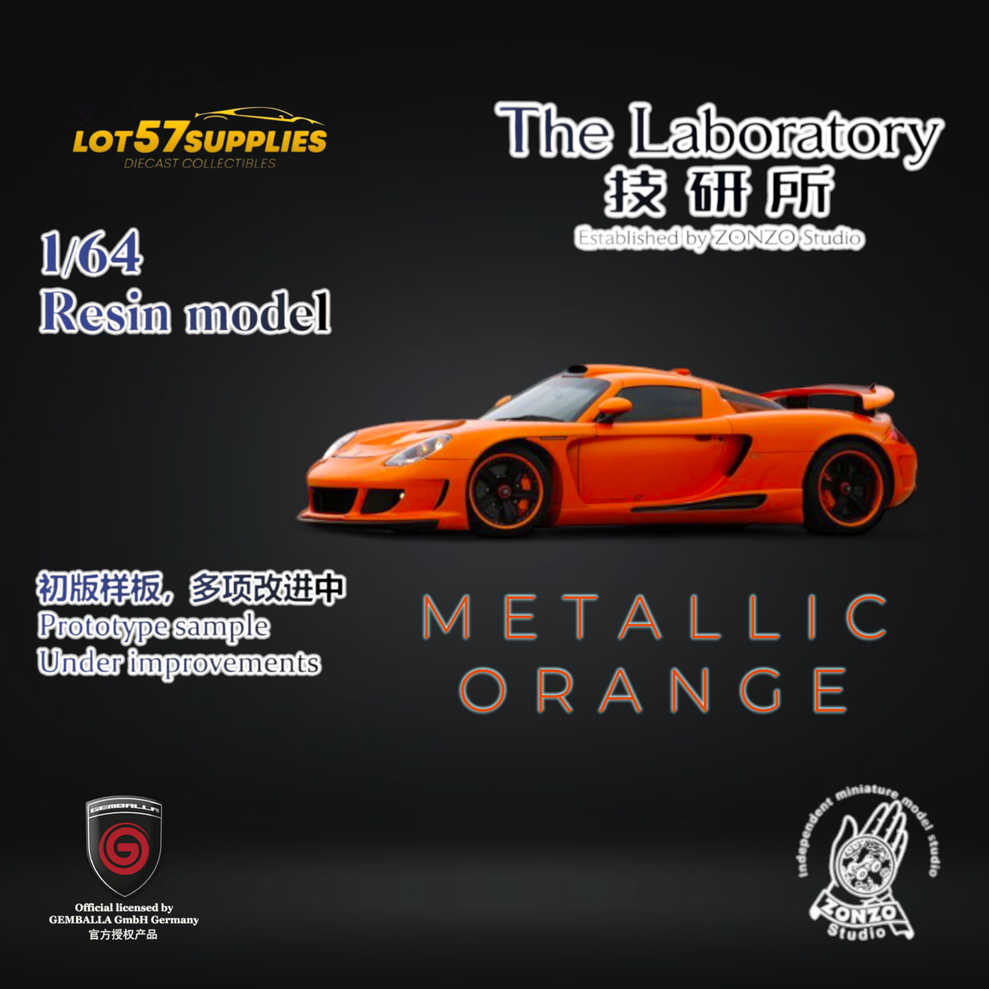 (Pre-Order) The Laboratory X ZONZO Gemballa Mirage GT Metallic Orange 1:64 Resin Main image