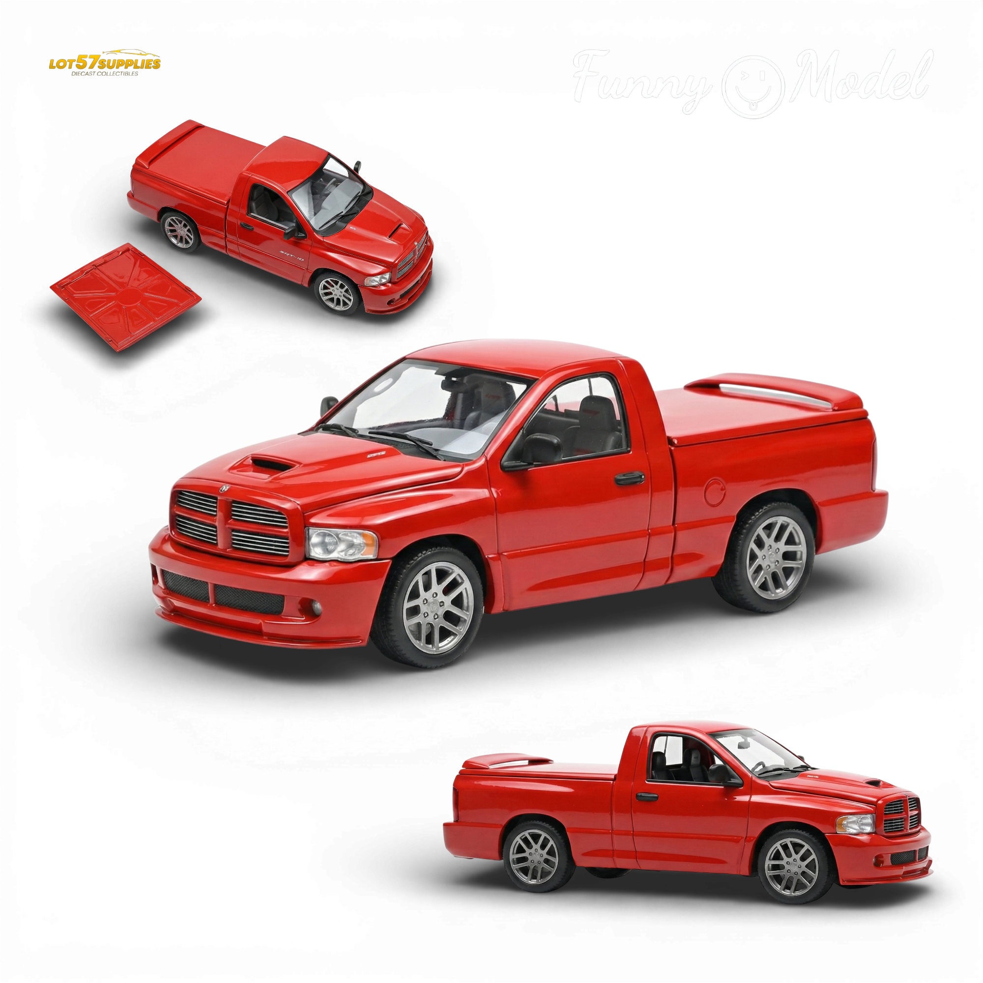 (Pre-Order) Funny Model 2004 Dodge RAM SRT-10 - Flame Red 1:64 Main image