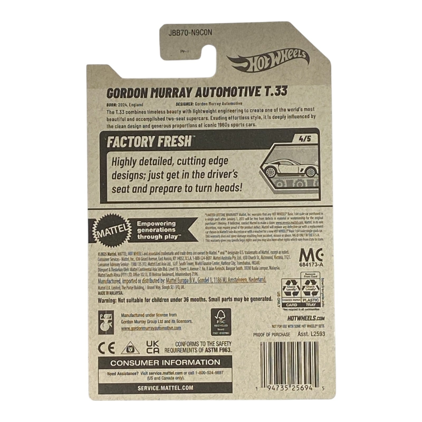 Hot Wheels Gordon Murry Automotive T.33 - Factory Fresh Series 4/5 - Collectors World Toys