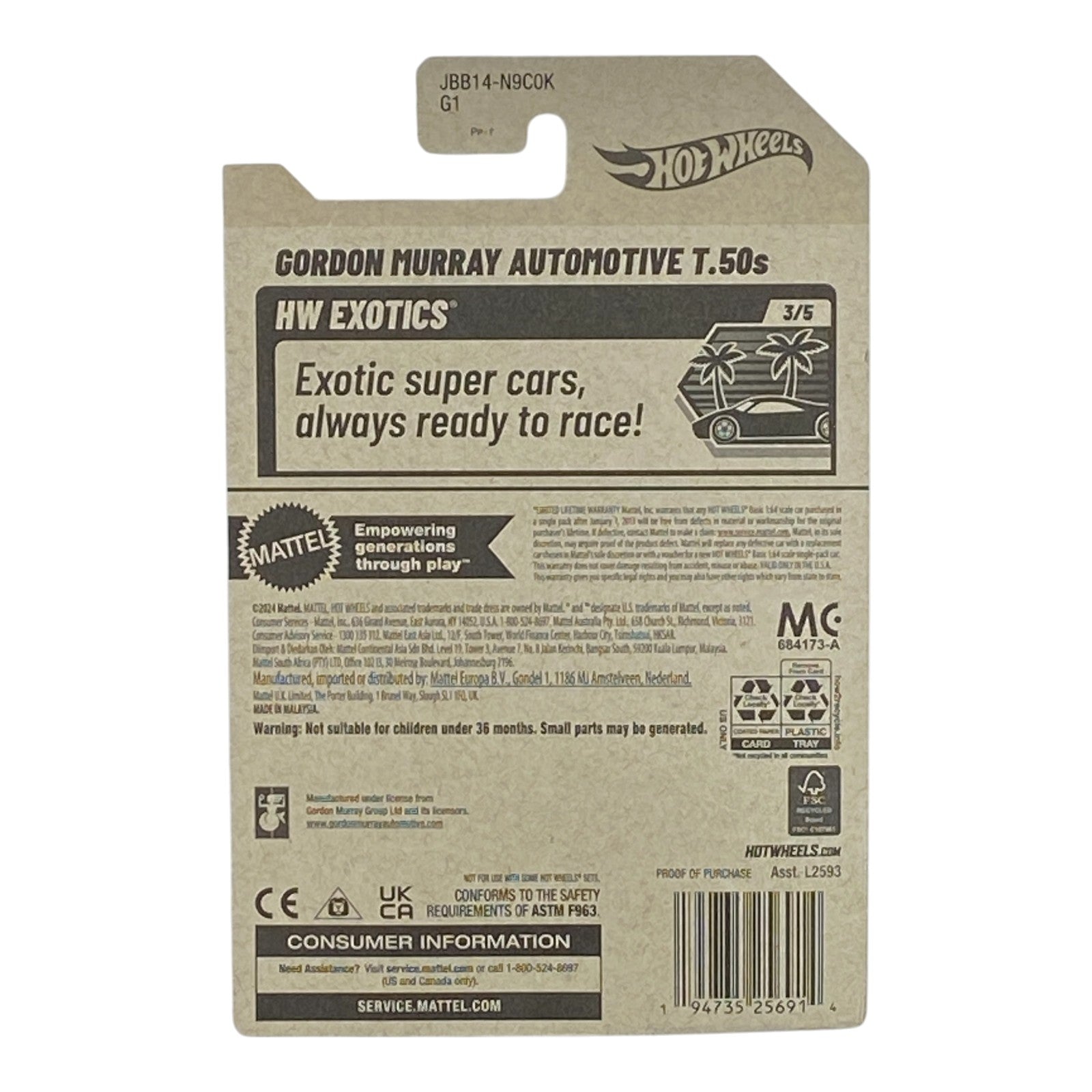 Hot Wheels Gordon Murry Automotive T.50s - HW Exotics Series 3/5 - Collectors World Toys