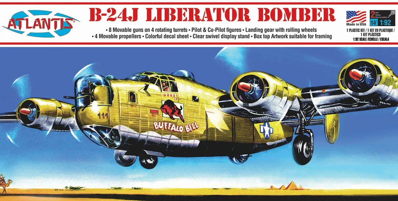 1:92 B-24J Liberator Bomber "Buffalo Bill" with Swivel Stand Plastic Model Kit
