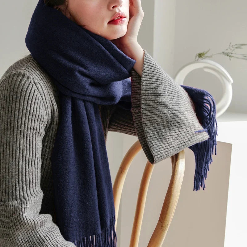 Solidlove 100% Wool Winter Scarf for Women – Luxury Cashmere-Feel Shawl, Poncho & Wrap | Warm Fashion Scarf for Ladies