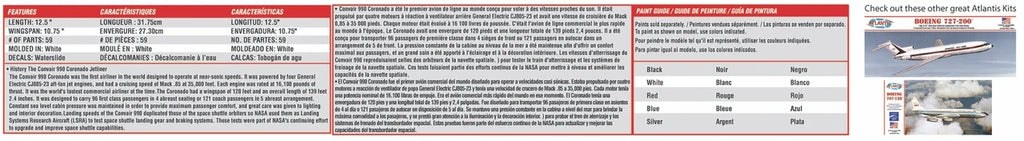 1:135 Convair 990 Coronado Jet Airliner with Swivel Stand Plastic Model Kit