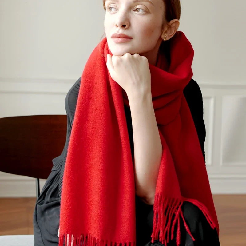 Solidlove 100% Wool Winter Scarf for Women – Luxury Cashmere-Feel Shawl, Poncho & Wrap | Warm Fashion Scarf for Ladies