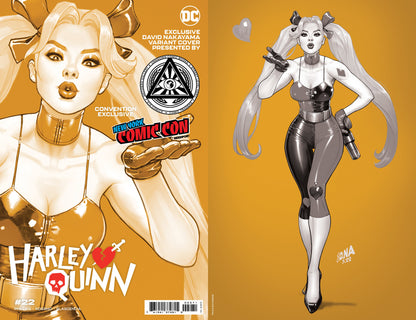 [FOIL] HARLEY QUINN #22 UNKNOWN COMICS DAVID NAKAYAMA GOLD FOIL VIRIGN NYCC 2022 B&W COLOR BLEED VAR (09/28/2022) - Collectors World Toys