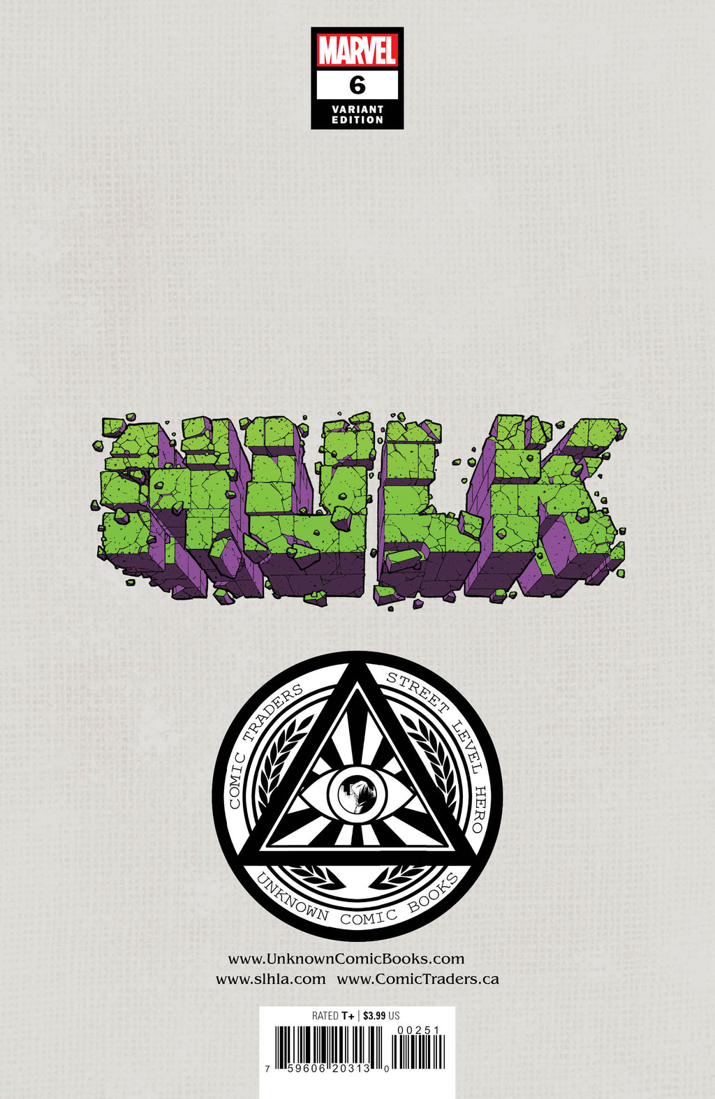 Hulk 6 Unknown Comics Will Sliney Exclusive Var (04/20/2022) - Collectors World Toys