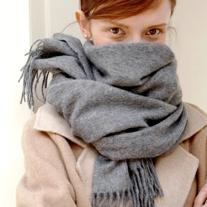 Solidlove 100% Wool Winter Scarf for Women – Luxury Cashmere-Feel Shawl, Poncho & Wrap | Warm Fashion Scarf for Ladies
