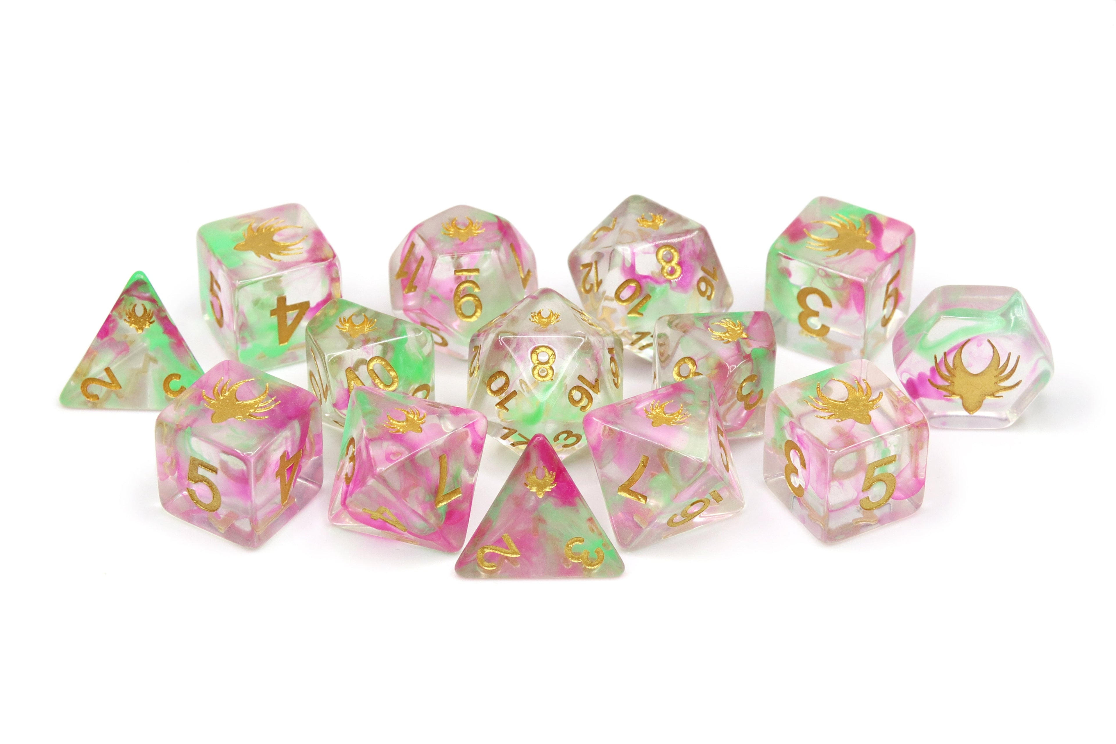 Hedronic Serenity - 14 Piece DnD Dice Set | Acrylic RPG Gaming Dice - Collectors World Toys