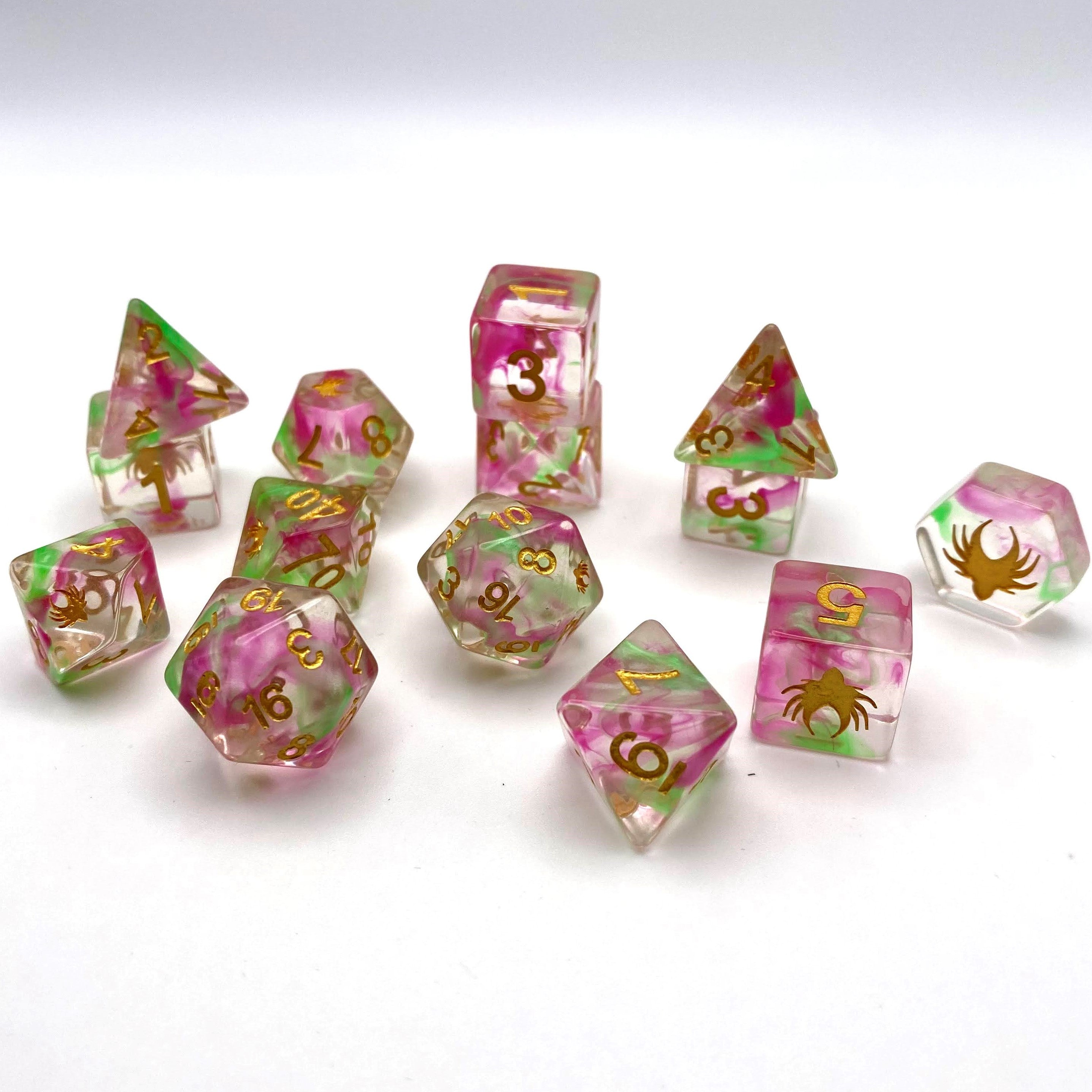 Hedronic Serenity - 14 Piece DnD Dice Set | Acrylic RPG Gaming Dice - Collectors World Toys