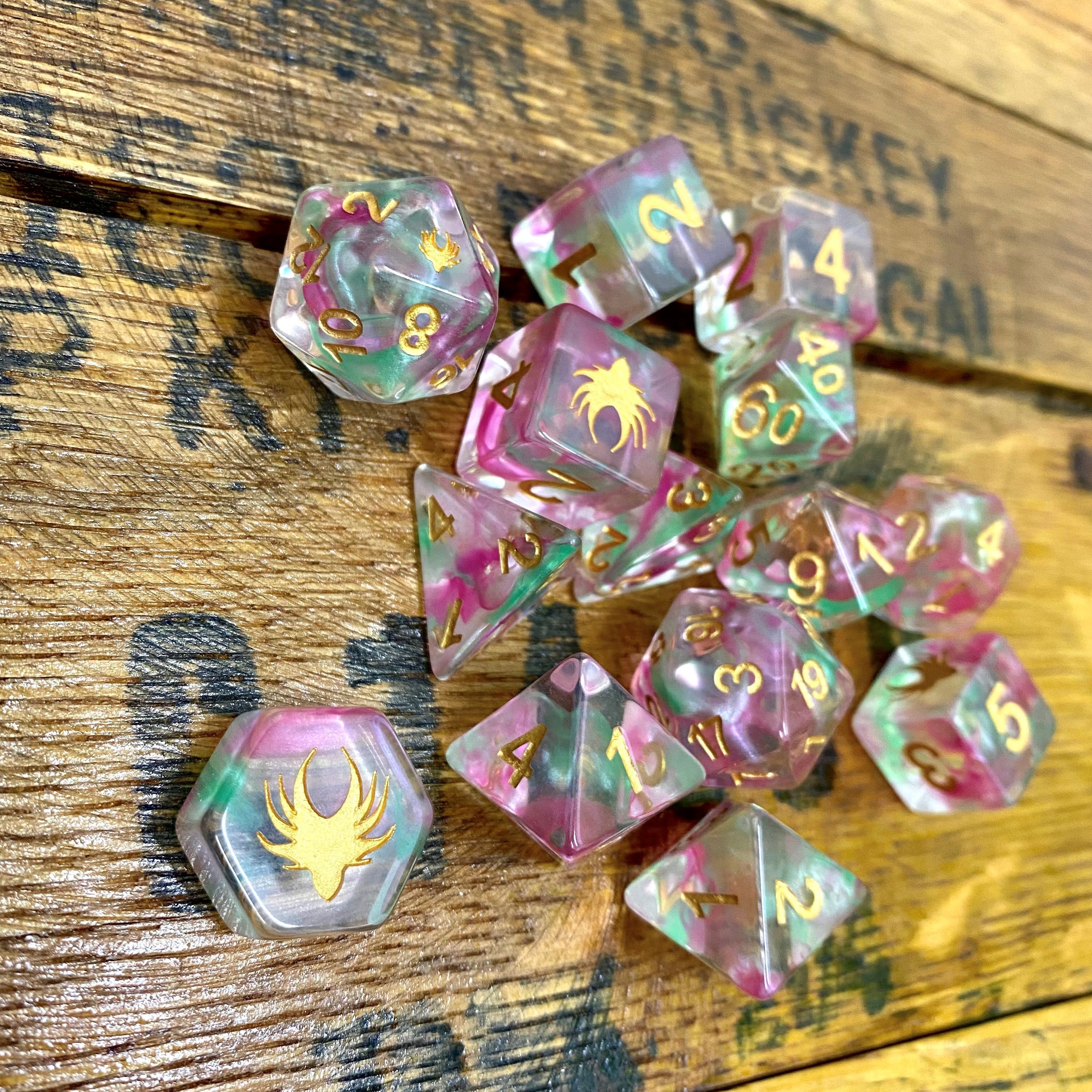 Hedronic Serenity - 14 Piece DnD Dice Set | Acrylic RPG Gaming Dice - Collectors World Toys