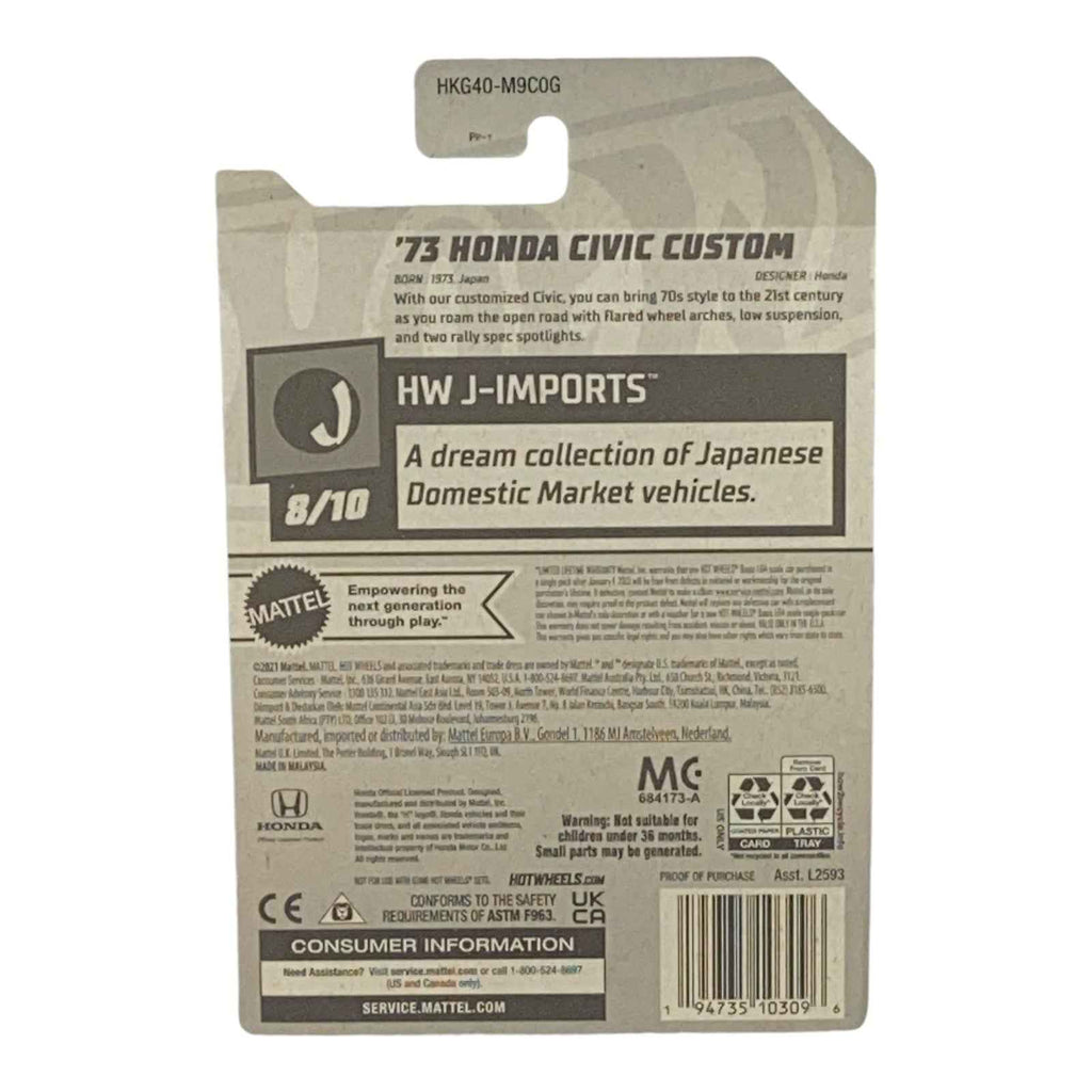 Hot Wheels '73 Honda Civic Custom - J-Imports 8/10 -