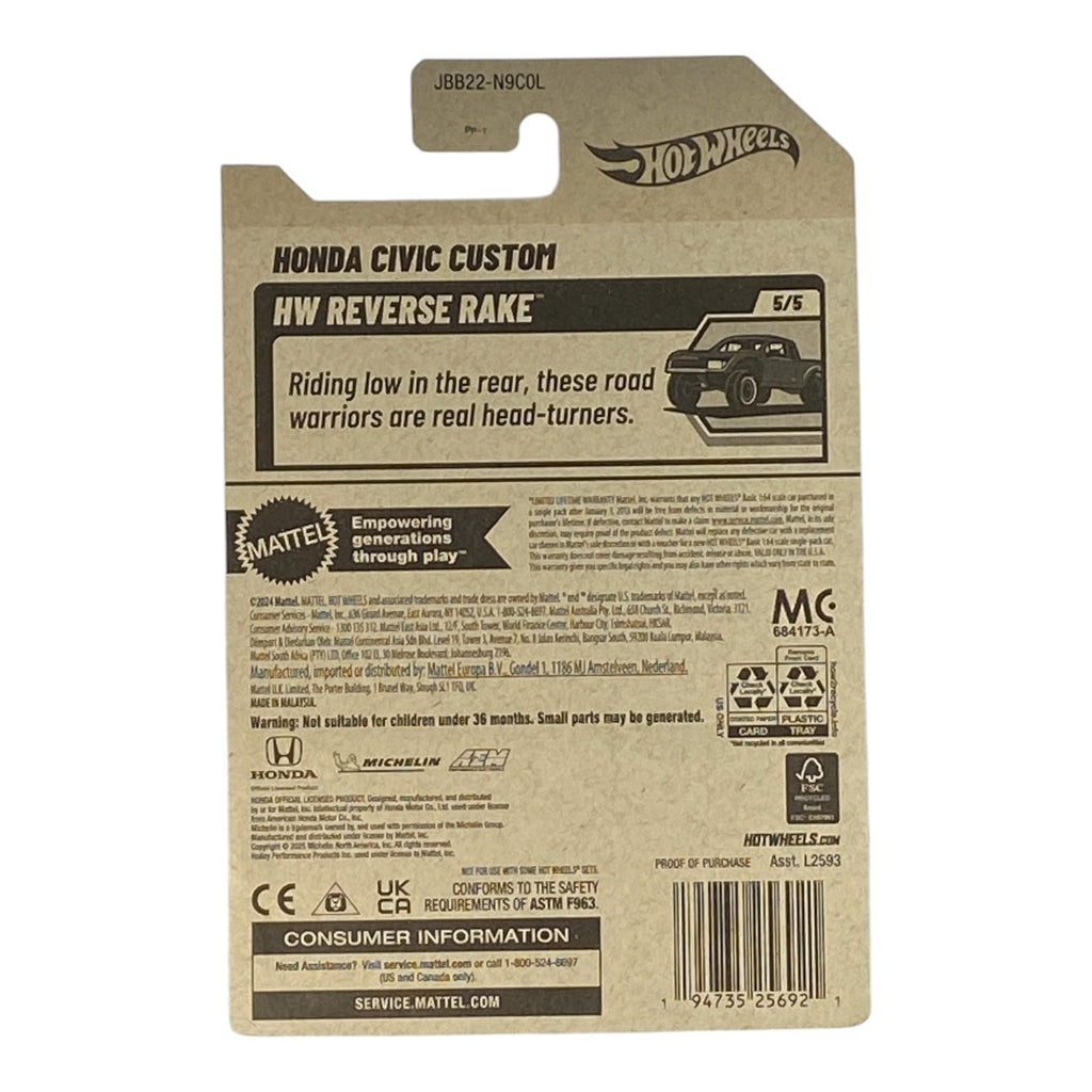 Hot Wheels Honda Civic Custom - HW reverse Rake Series 5/5 - Collectors World Toys